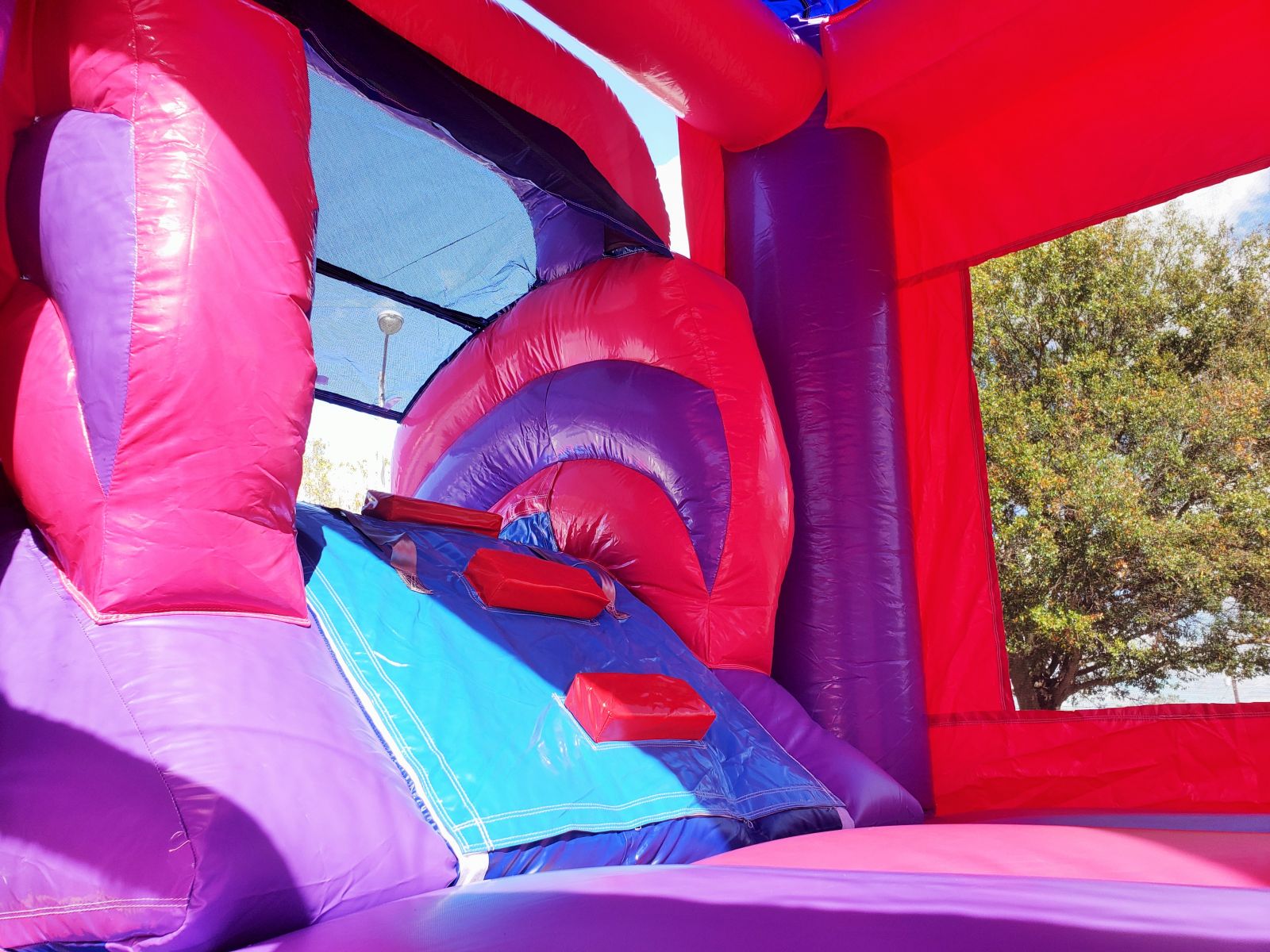 pink and purple bouncy castle